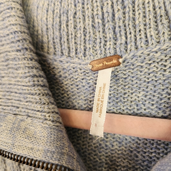 Free People Mont Blanc Mini Dress Blue Womens Medium Sweater Knit Boho Winter - Picture 5 of 13